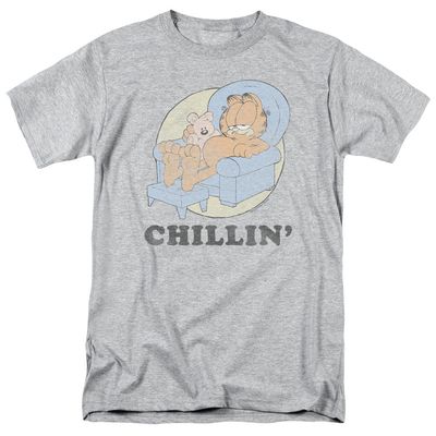 Garfield Chillin Mens T Shirt Athletic Heather Retro Pop Classics