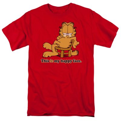 Garfield Happy Face Mens T Shirt Red Retro Pop Classics