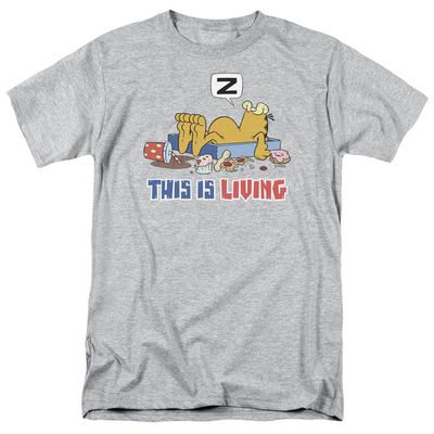 Garfield This is Living Mens T Shirt Athletic Heather Retro Pop Classics