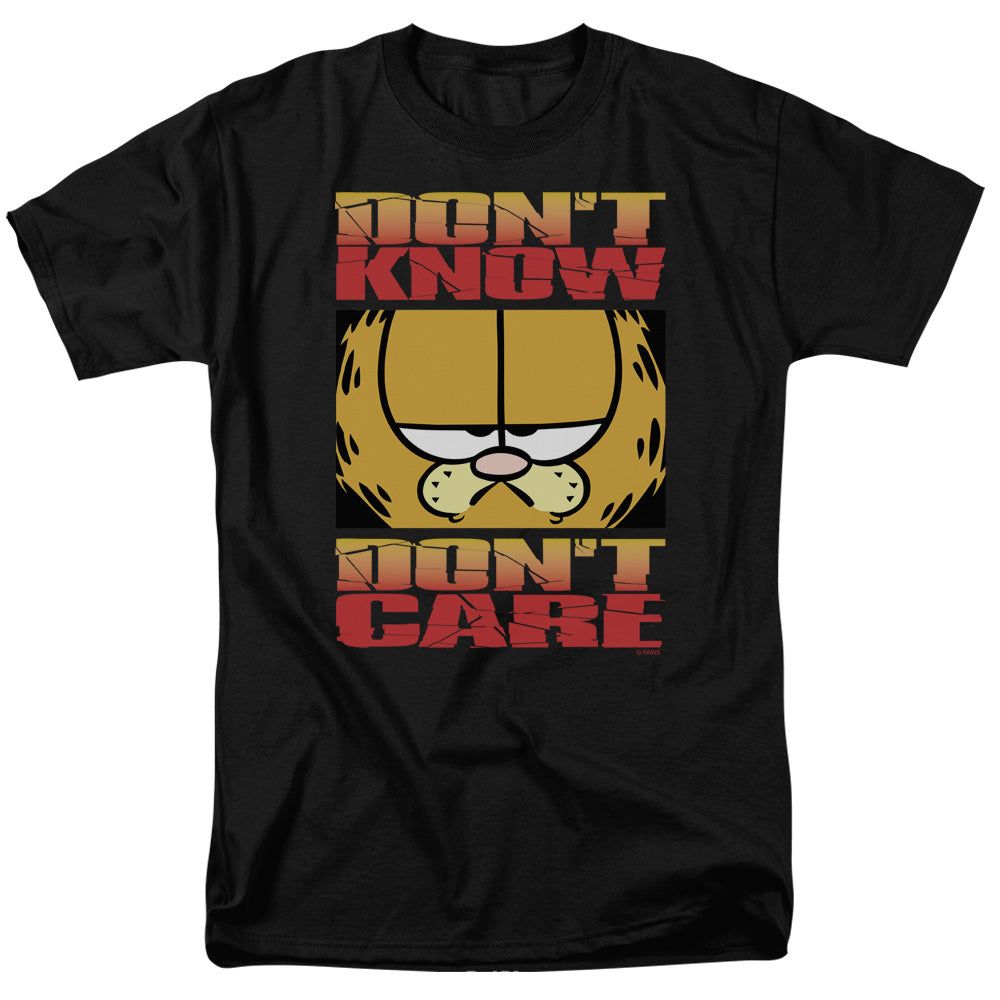 Garfield Dont Know Dont Care Mens T Shirt Black Retro Pop Classics