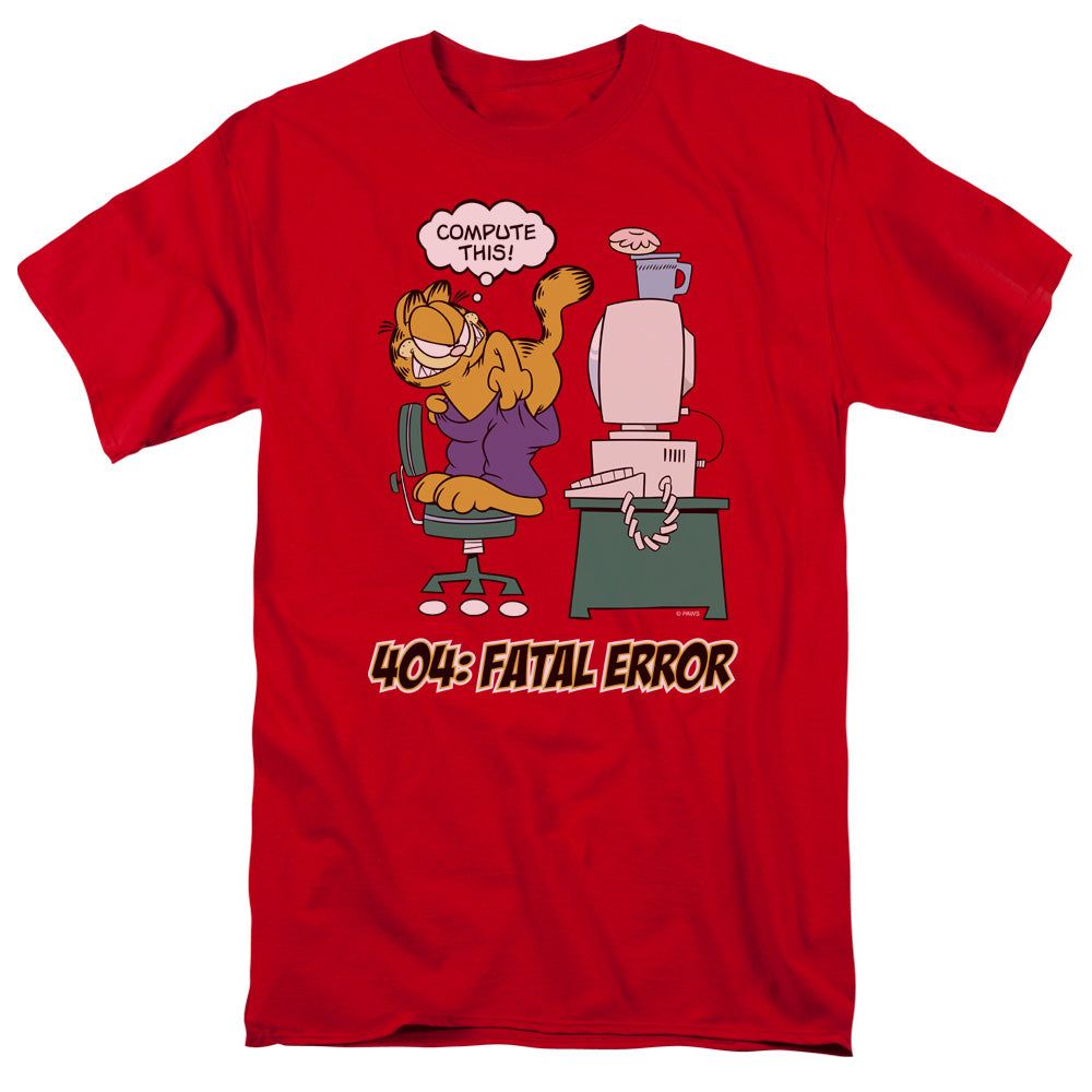 Garfield Compute This Mens T Shirt Red Retro Pop Classics