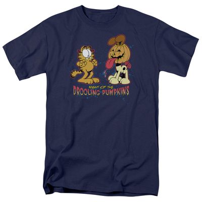 Garfield Drooling Pumpkins Mens T Shirt Navy Blue Retro Pop Classics