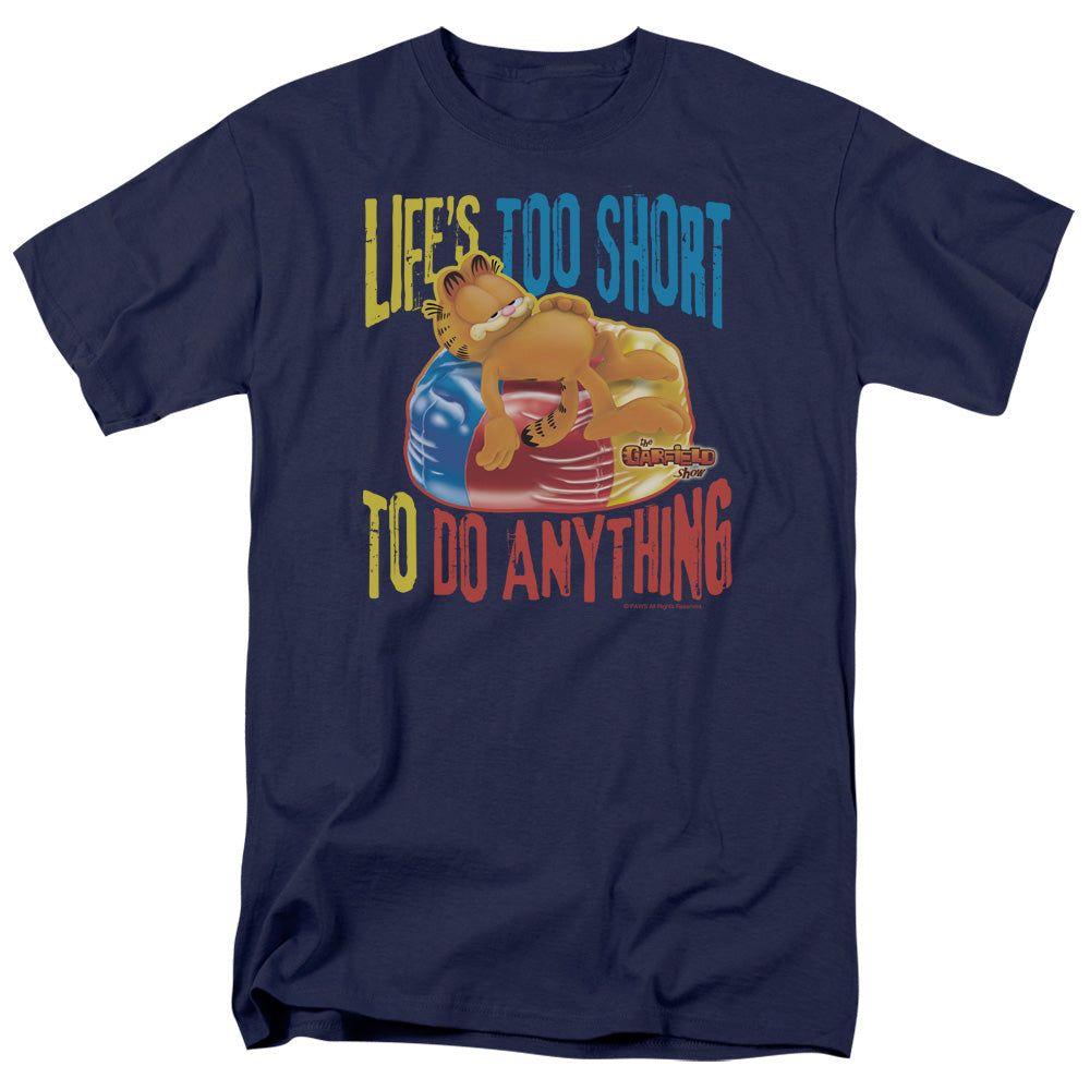 Garfield Too Short Mens T Shirt Navy Blue Retro Pop Classics