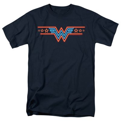Wonder Woman 84 Neon Beat Mens T Shirt Navy Retro Pop Classics