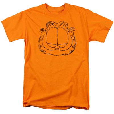 Garfield Irking Distressed Mens T Shirt Orange Retro Pop Classics