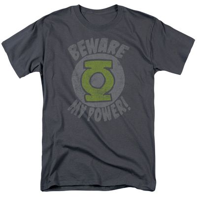 Green Lantern Beware Mens T Shirt Charcoal Retro Pop Classics