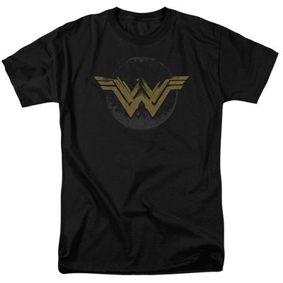Wonder Woman Movie Distressed Logo Mens T Shirt Black Retro Pop Classics