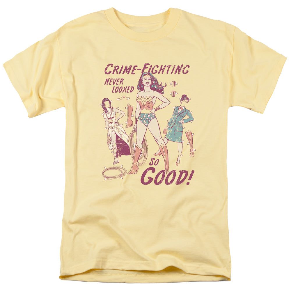 DC Comics Wonder Woman Paper Doll Mens T Shirt Yellow Retro Pop Classics