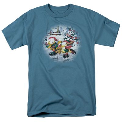Garfield Ice Skating Mens T Shirt Slate Retro Pop Classics