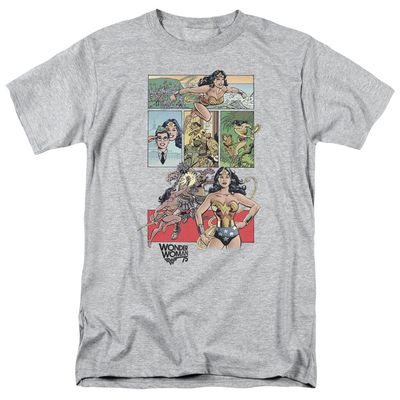 Wonder Woman Ww75 Comic Page Mens T Shirt Athletic Heather Retro Pop Classics