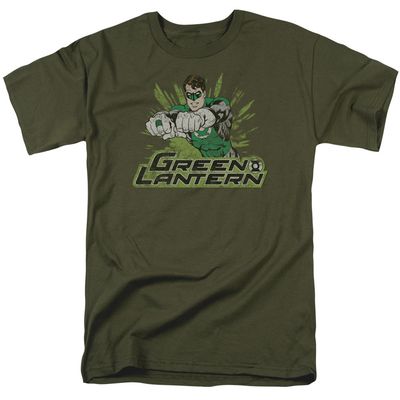 Green Lantern Rough Distress Mens T Shirt Military Green Retro Pop Classics