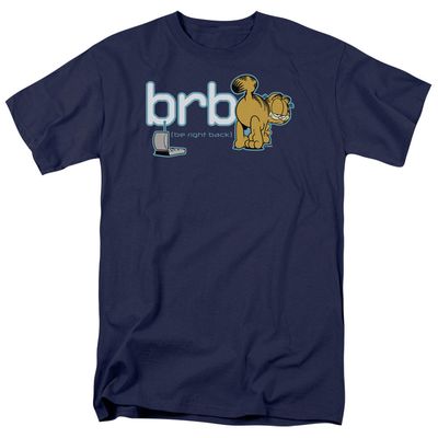 Garfield Be Right Back Mens T Shirt Navy Blue Retro Pop Classics