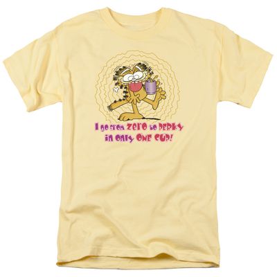 Garfield From Zero to Perky Mens T Shirt Yellow Retro Pop Classics