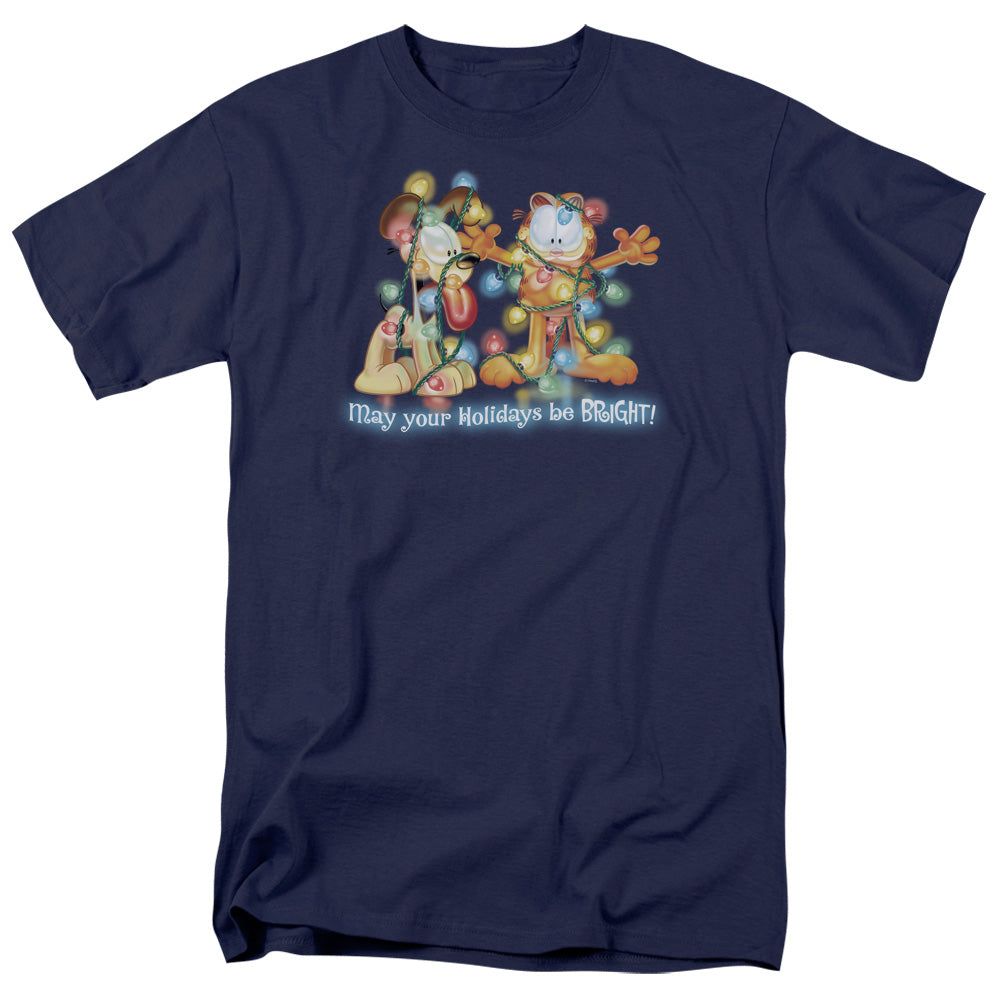 Garfield Bright Holidays Mens T Shirt Navy Blue Retro Pop Classics