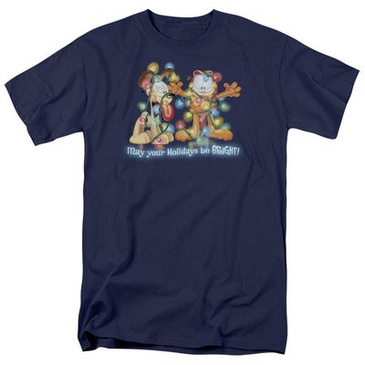 Garfield Bright Holidays Mens T Shirt Navy Blue Retro Pop Classics