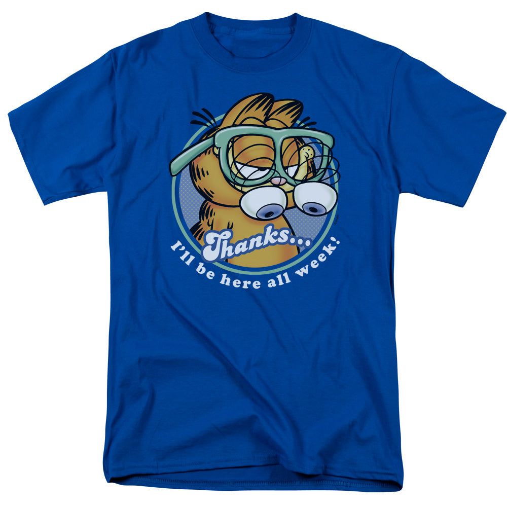 Garfield Performing Mens T Shirt Royal Blue Retro Pop Classics