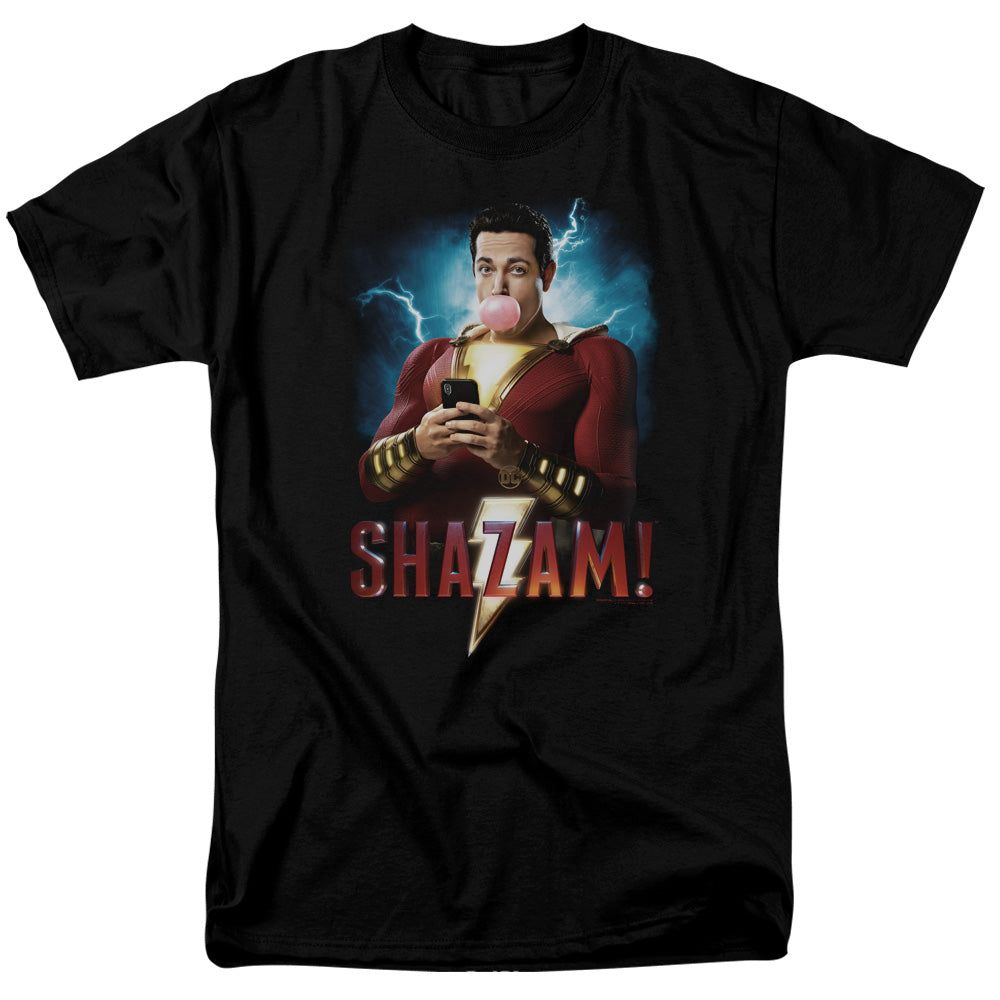 Shazam Movie Blowing Up Mens T Shirt Black Retro Pop Classics