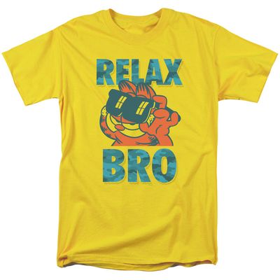 Garfield Relax Bro Mens T Shirt Yellow Retro Pop Classics