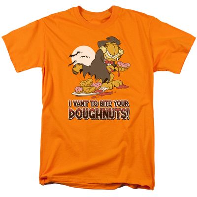 Garfield I Vant To Bite Your Doughnuts Mens T Shirt Orange Retro Pop Classics