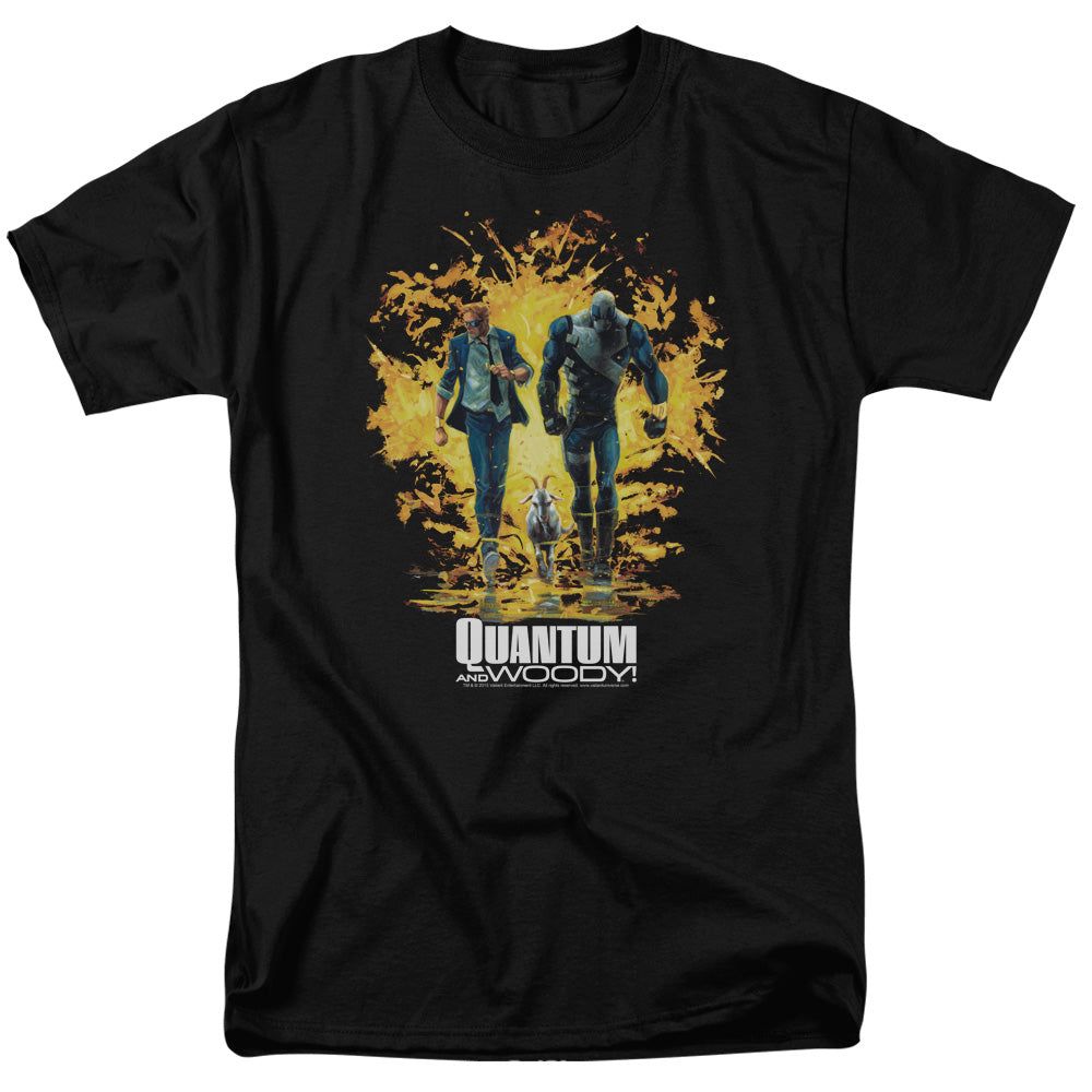 Quantum And Woody Explosion Mens T Shirt Black Retro Pop Classics