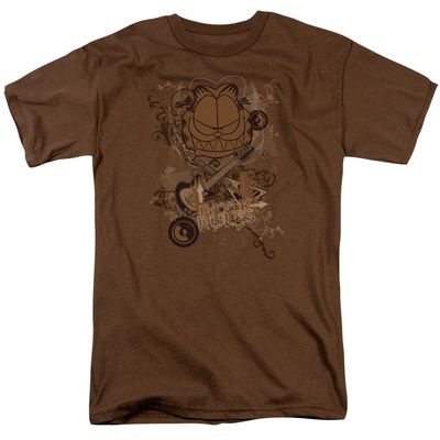 Garfield Rock Rules Mens T Shirt Coffee Retro Pop Classics