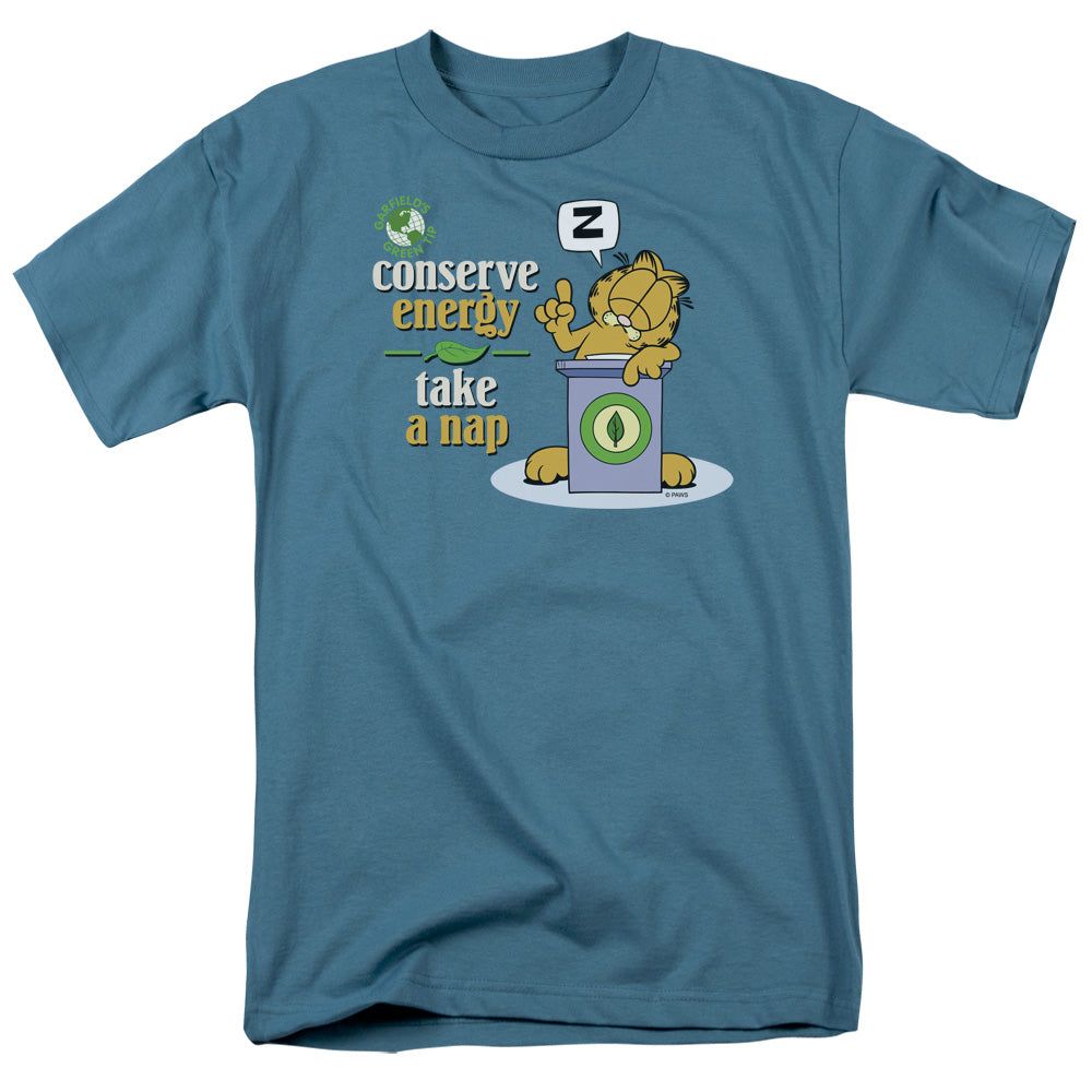 Garfield Conserve Energy Mens T Shirt Slate Retro Pop Classics
