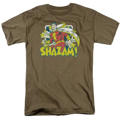 Dc Shazam Stars Mens T Shirt Safari Green Retro Pop Classics
