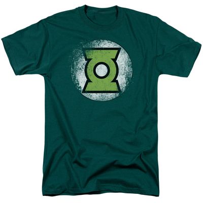 Green Lantern Faded Logo Mens T Shirt Hunter Green Retro Pop Classics