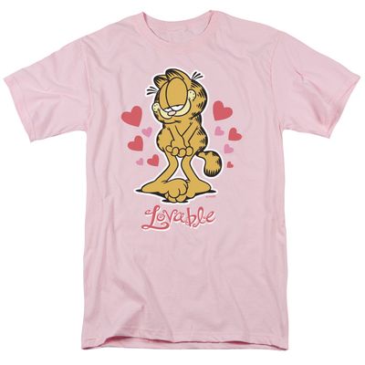 Garfield Lovable Mens T Shirt Pink Retro Pop Classics