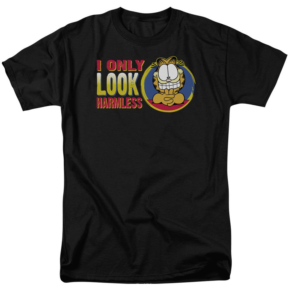 Garfield I Only Look Harmless Mens T Shirt Black Retro Pop Classics