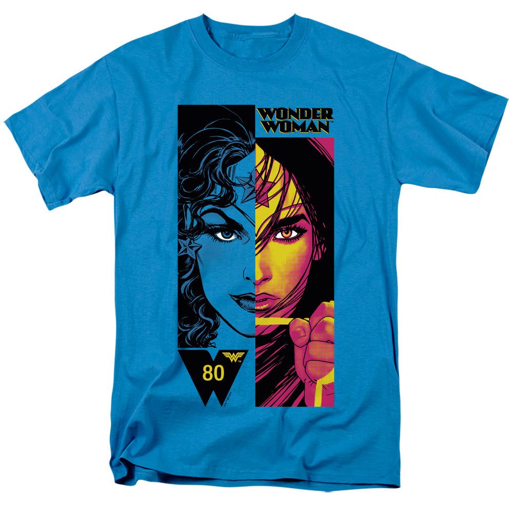 Wonder Woman Ww Split Mens T Shirt Turquoise Retro Pop Classics