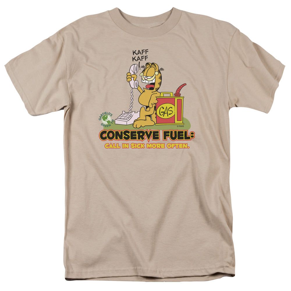 Garfield Call in Sick Mens T Shirt Sand Retro Pop Classics