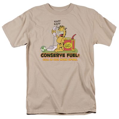 Garfield Call in Sick Mens T Shirt Sand Retro Pop Classics