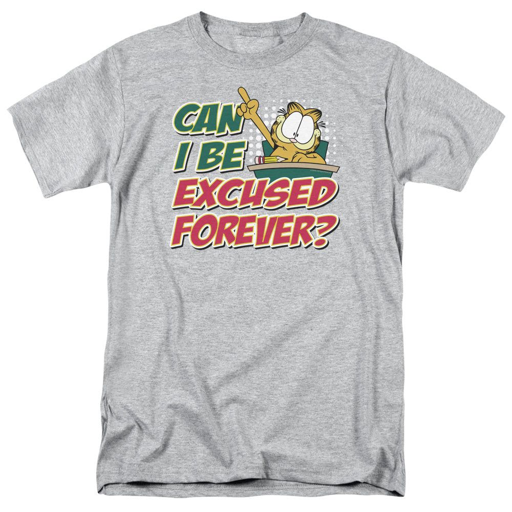 Garfield Excused Forever Mens T Shirt Athletic Heather Retro Pop Classics