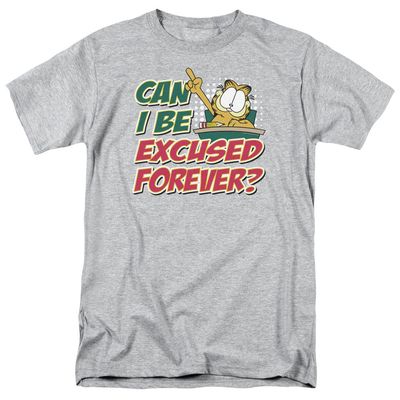 Garfield Excused Forever Mens T Shirt Athletic Heather Retro Pop Classics