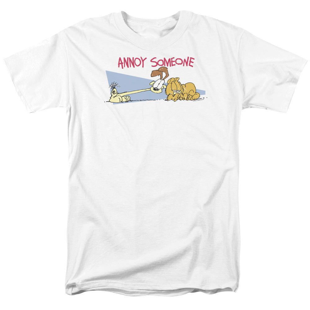 Garfield Annoy Someone Mens T Shirt White Retro Pop Classics