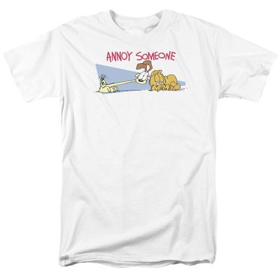 Garfield Annoy Someone Mens T Shirt White Retro Pop Classics