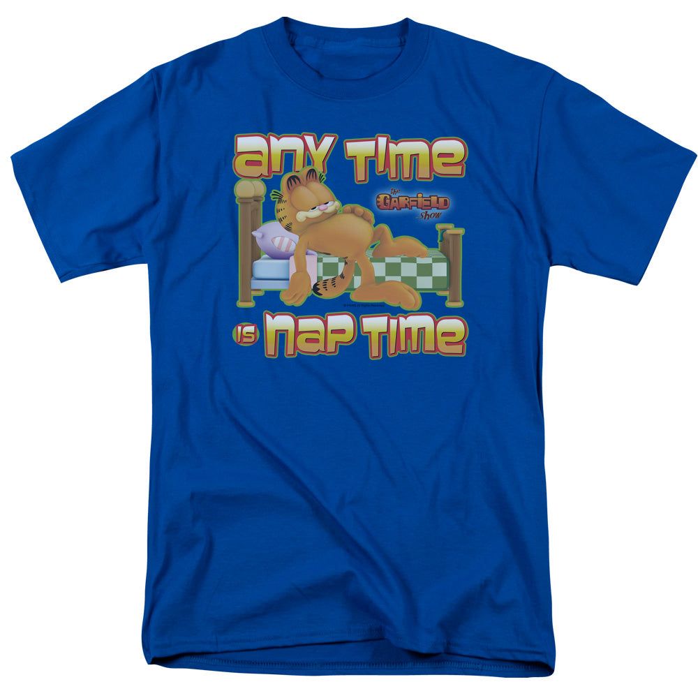 Garfield Nap Time Mens T Shirt Royal Blue Retro Pop Classics