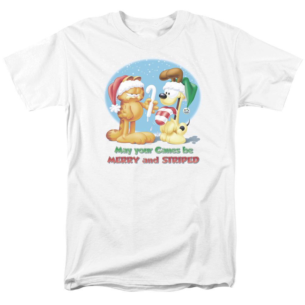 Garfield Merry and Striped Mens T Shirt White Retro Pop Classics