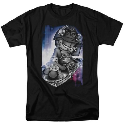 Garfield Dj Lazy Mens T Shirt Black Retro Pop Classics