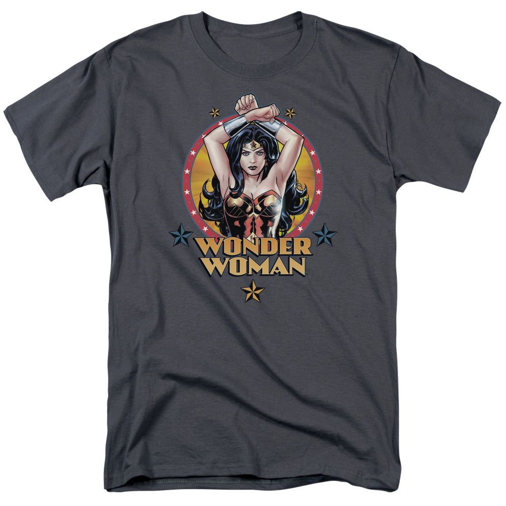 Wonder Woman Powerful Woman Mens T Shirt Charcoal Retro Pop Classics