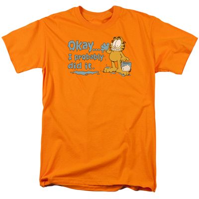 Garfield I Probably Did It Mens T Shirt Orange Retro Pop Classics