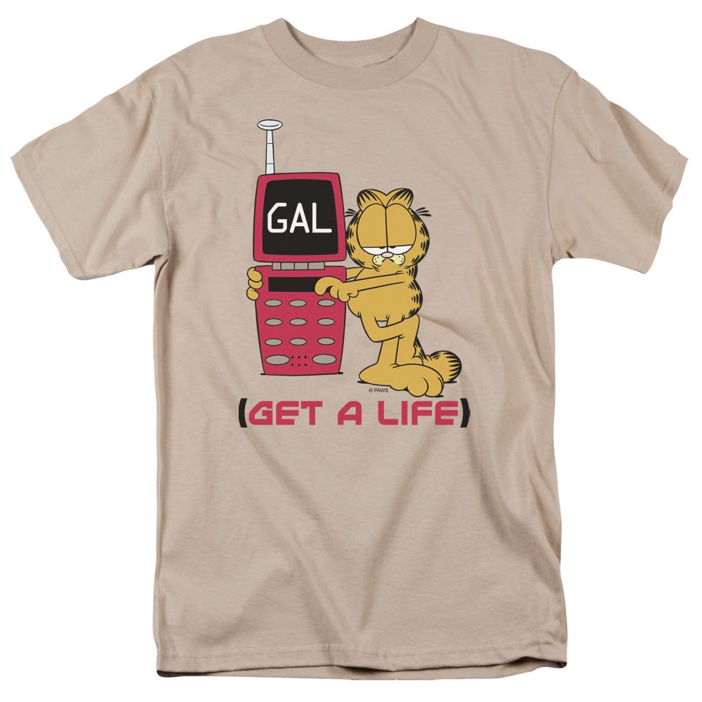 Garfield Get a Life Mens T Shirt Sand Retro Pop Classics
