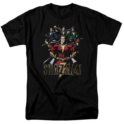 Shazam Movie Group Of Heroes Mens T Shirt Black Retro Pop Classics