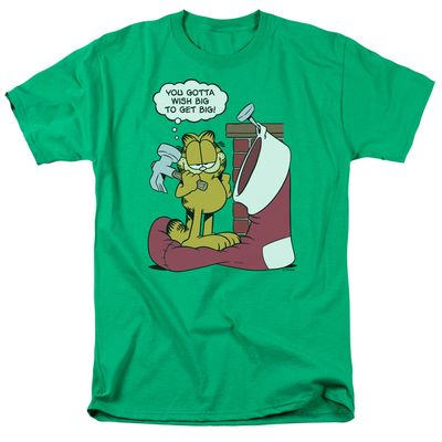 Garfield Wish Big Mens T Shirt Kelly Green Retro Pop Classics