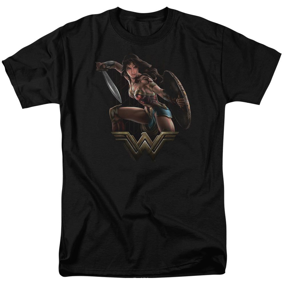 Wonder Woman Movie Fight Mens T Shirt Black Retro Pop Classics