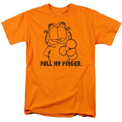 Garfield Pull My Finger Mens T Shirt Orange Retro Pop Classics