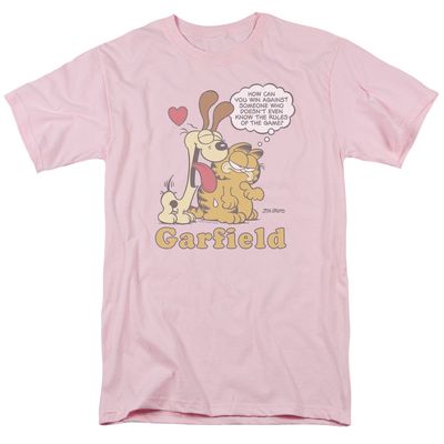 Garfield Cant Win Mens T Shirt Pink Retro Pop Classics