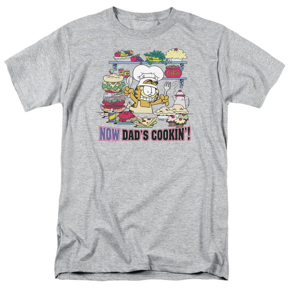 Garfield Now Dads Cooking Mens T Shirt Athletic Heather Retro Pop Classics