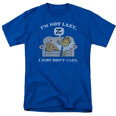 Garfield Not Lazy Mens T Shirt Royal Blue Retro Pop Classics
